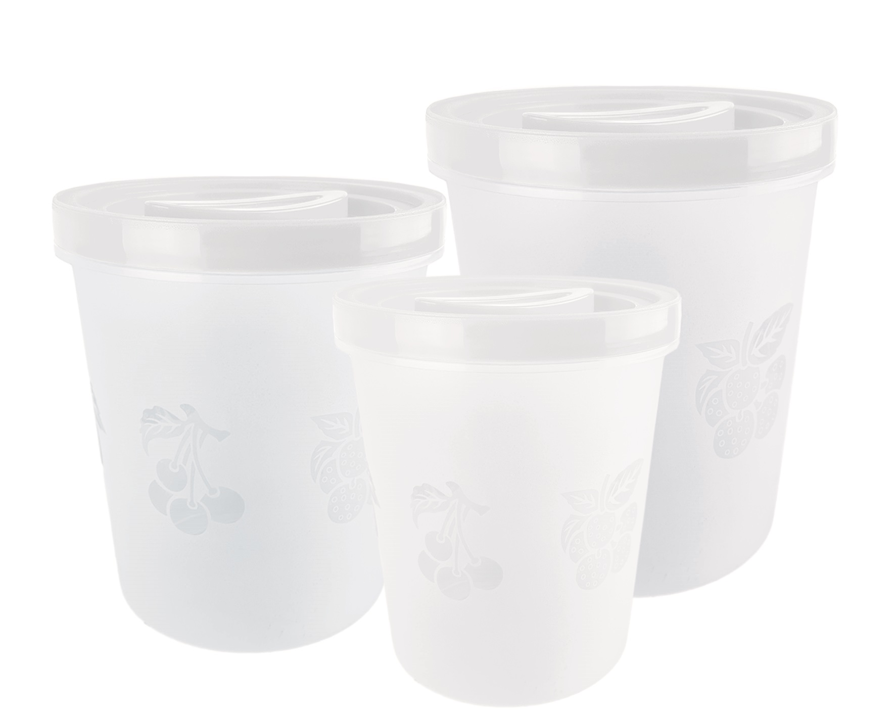 CONJUNTO COM 3 POTES ALTOS FRUTAS