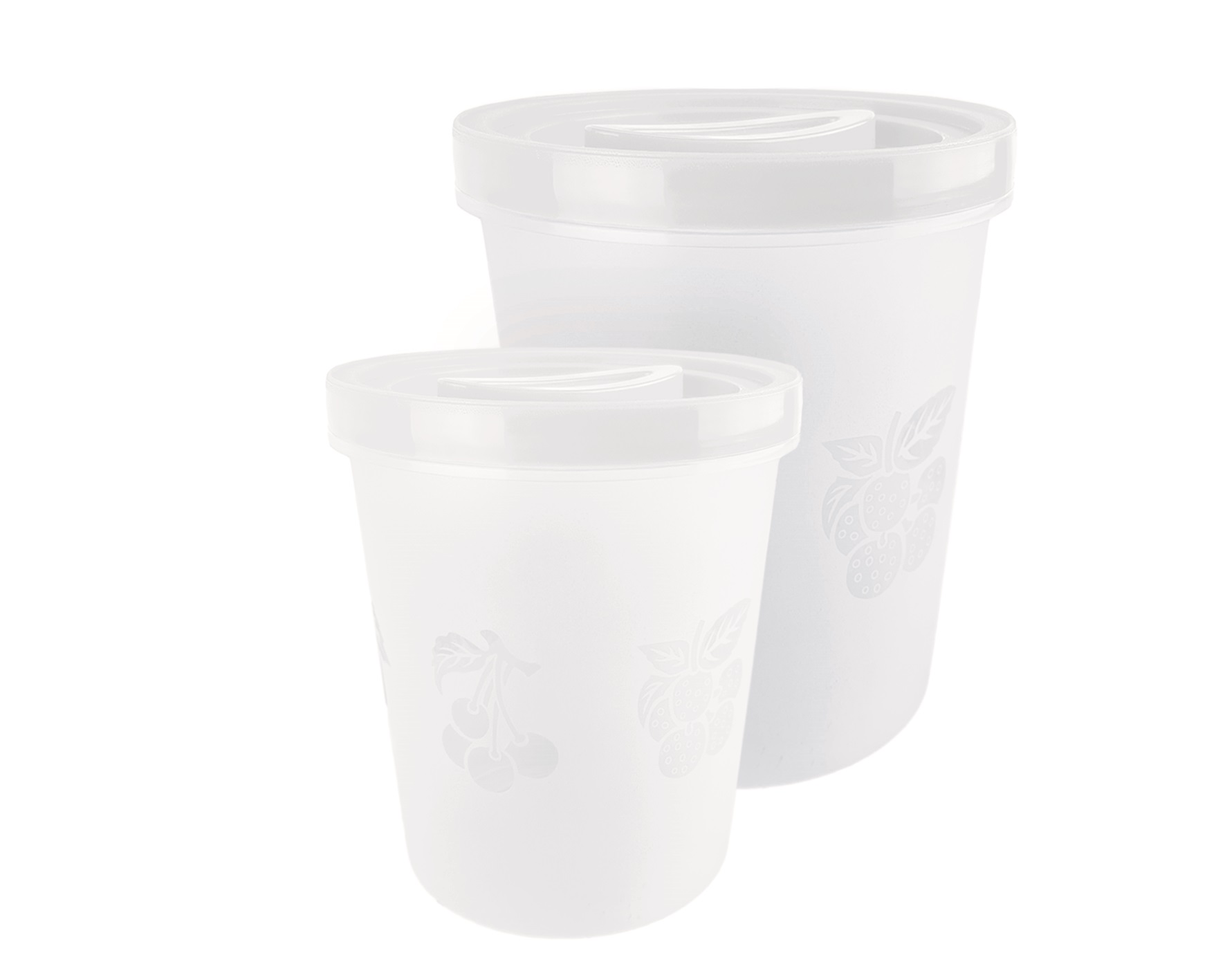 CONJ. 2 POTES ALTOS FRUTAS - 1L E 2L - TAMPA BRANCA