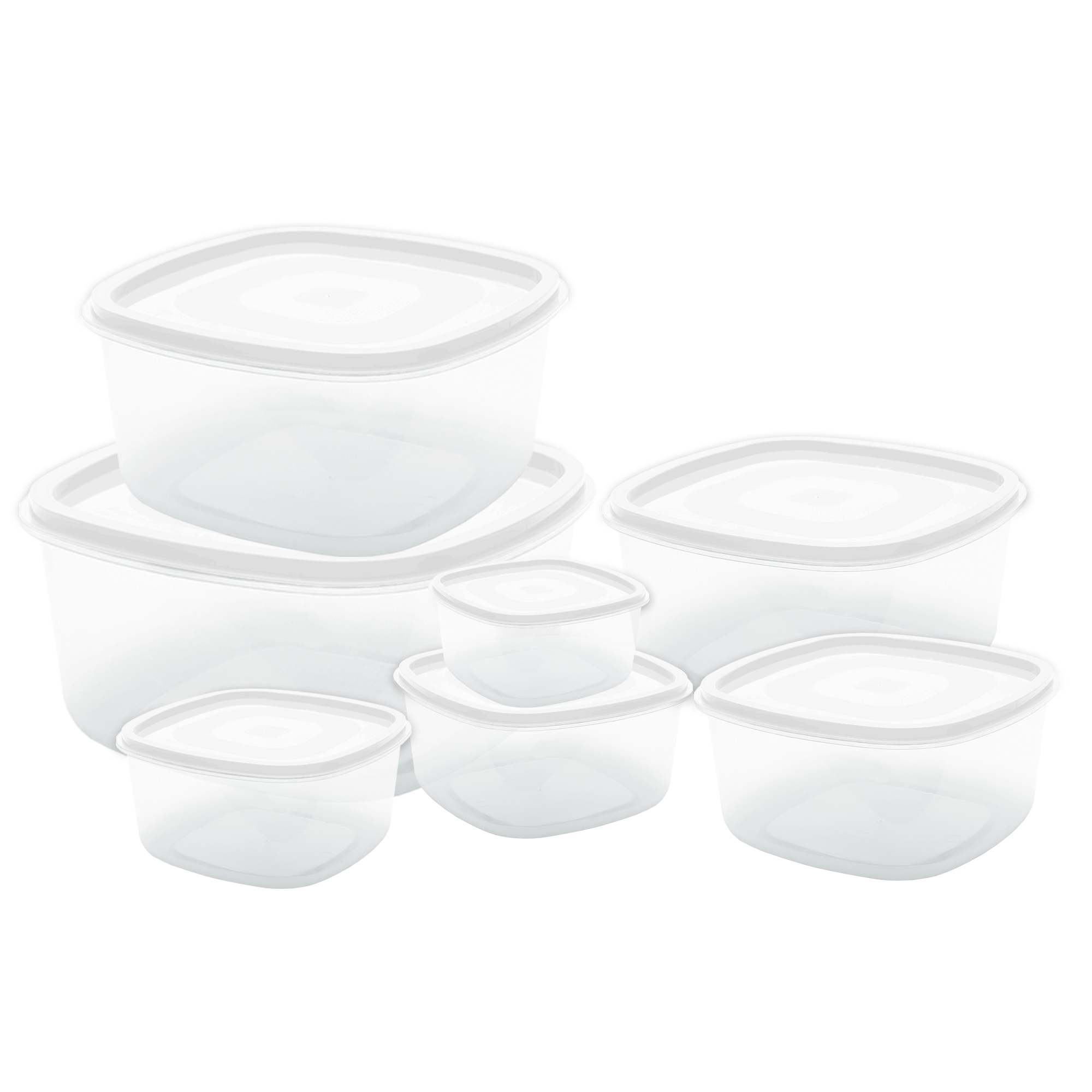 CONJ. 7 POTES QUADRADOS - TAMPA BRANCA