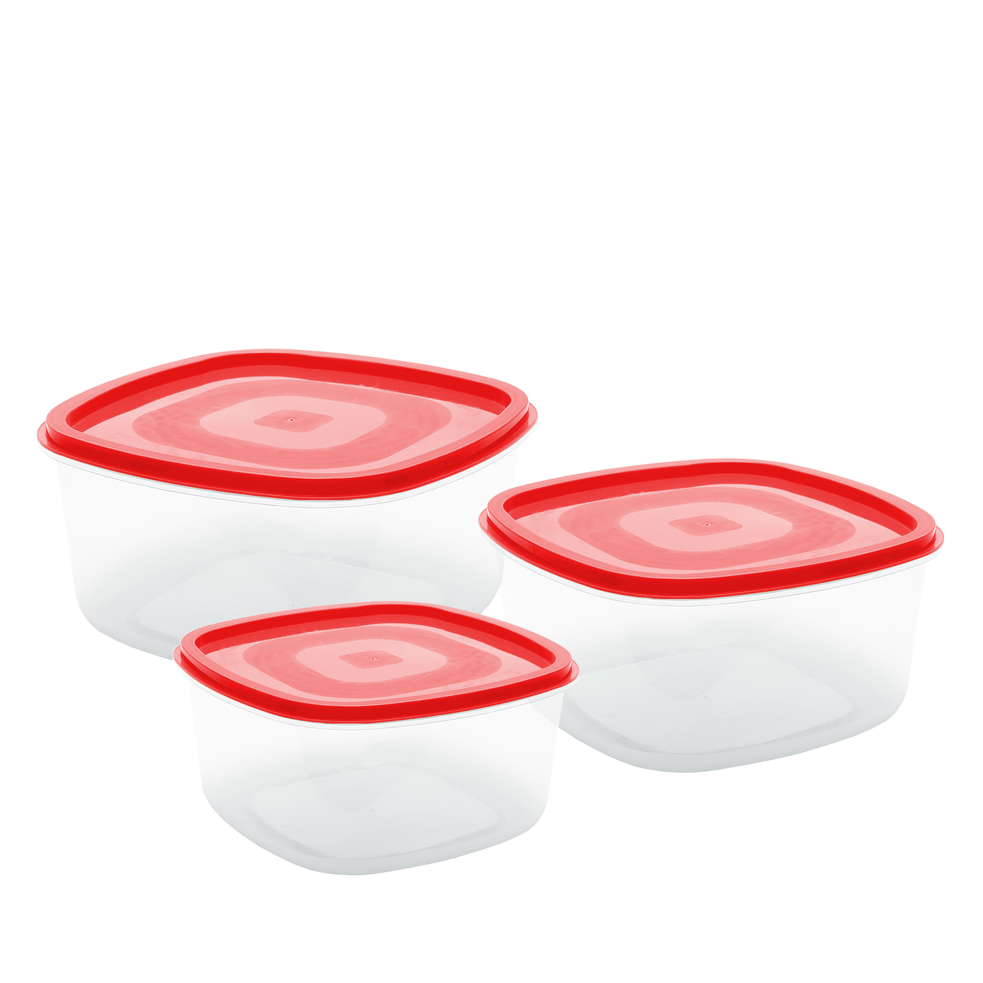 CONJ. 3 POTES QUADRADOS - TAMPA VERMELHA