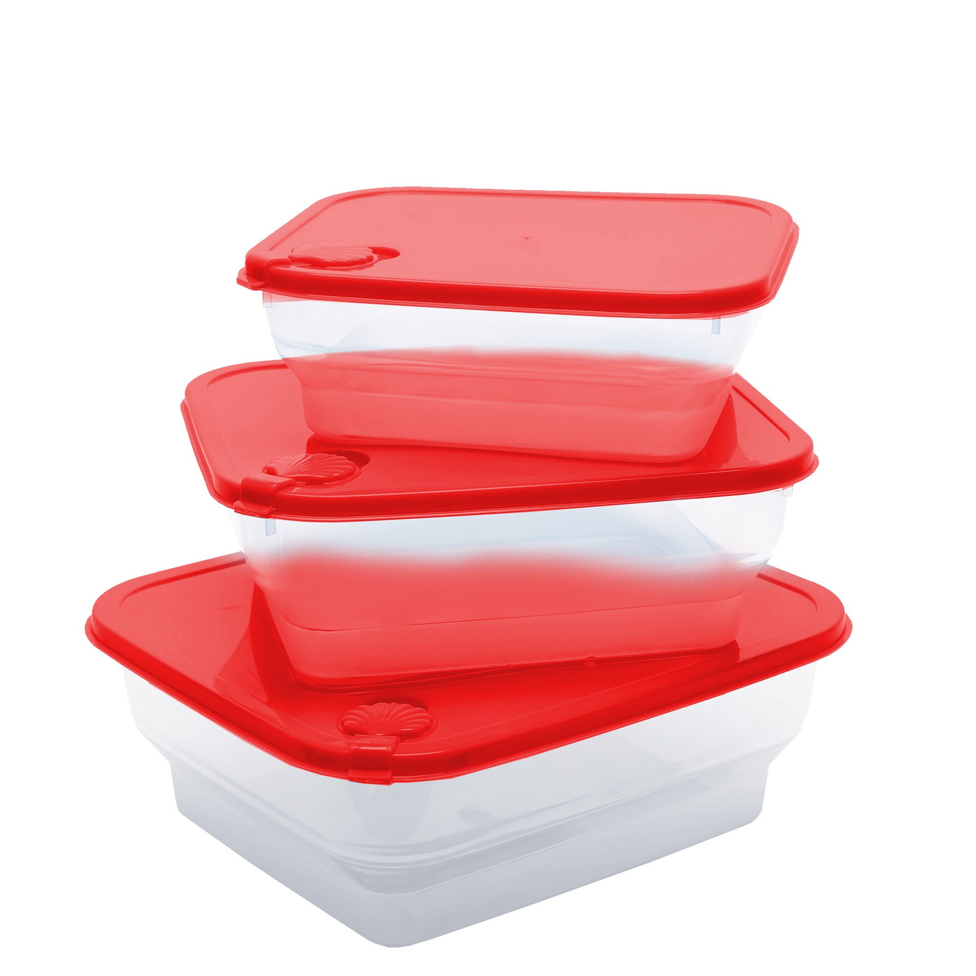 CONJ. 3 POTES CONCHAS QUADRADOS PMG 