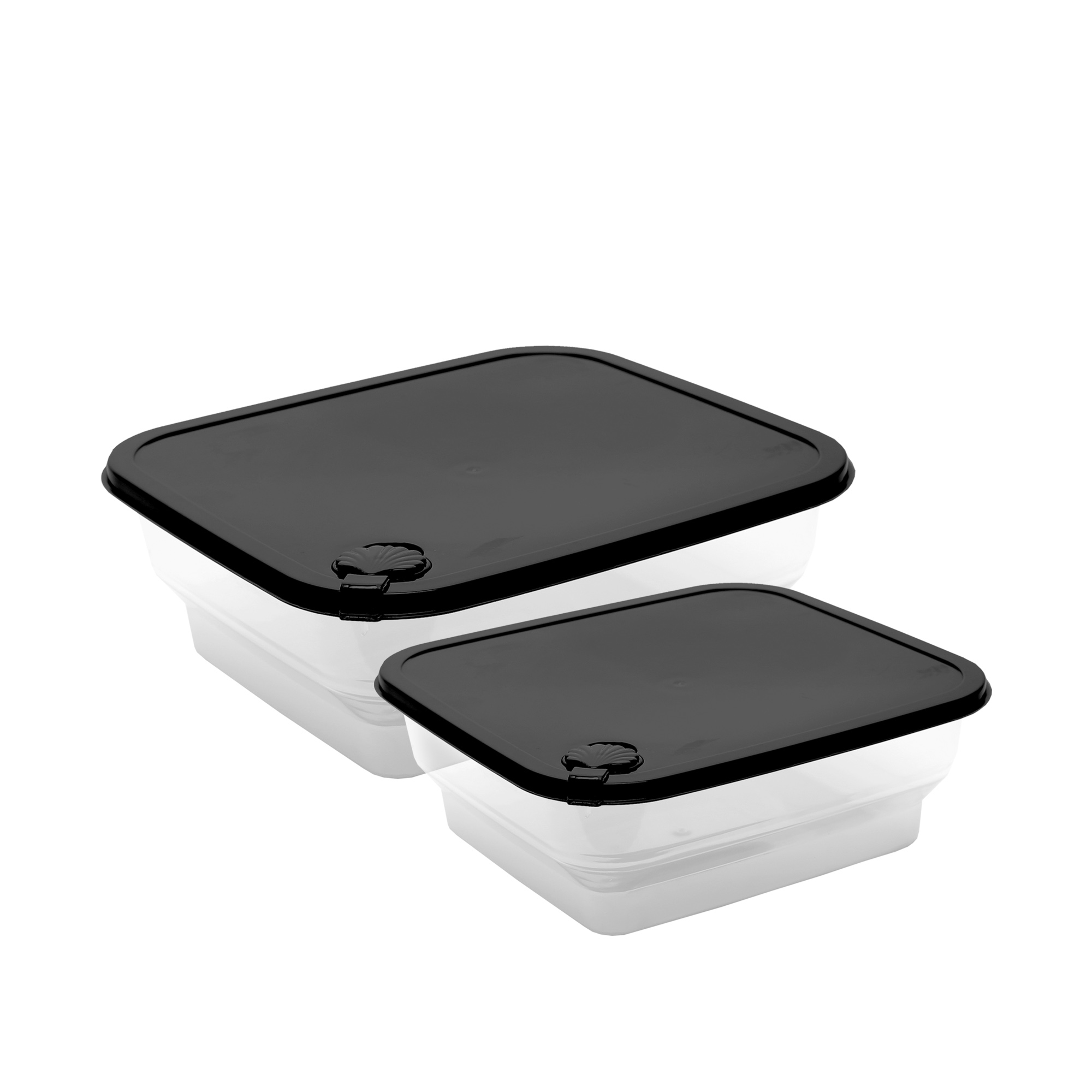 CONJUNTO COM  2 POTES CONCHA QUADRADOS M E G