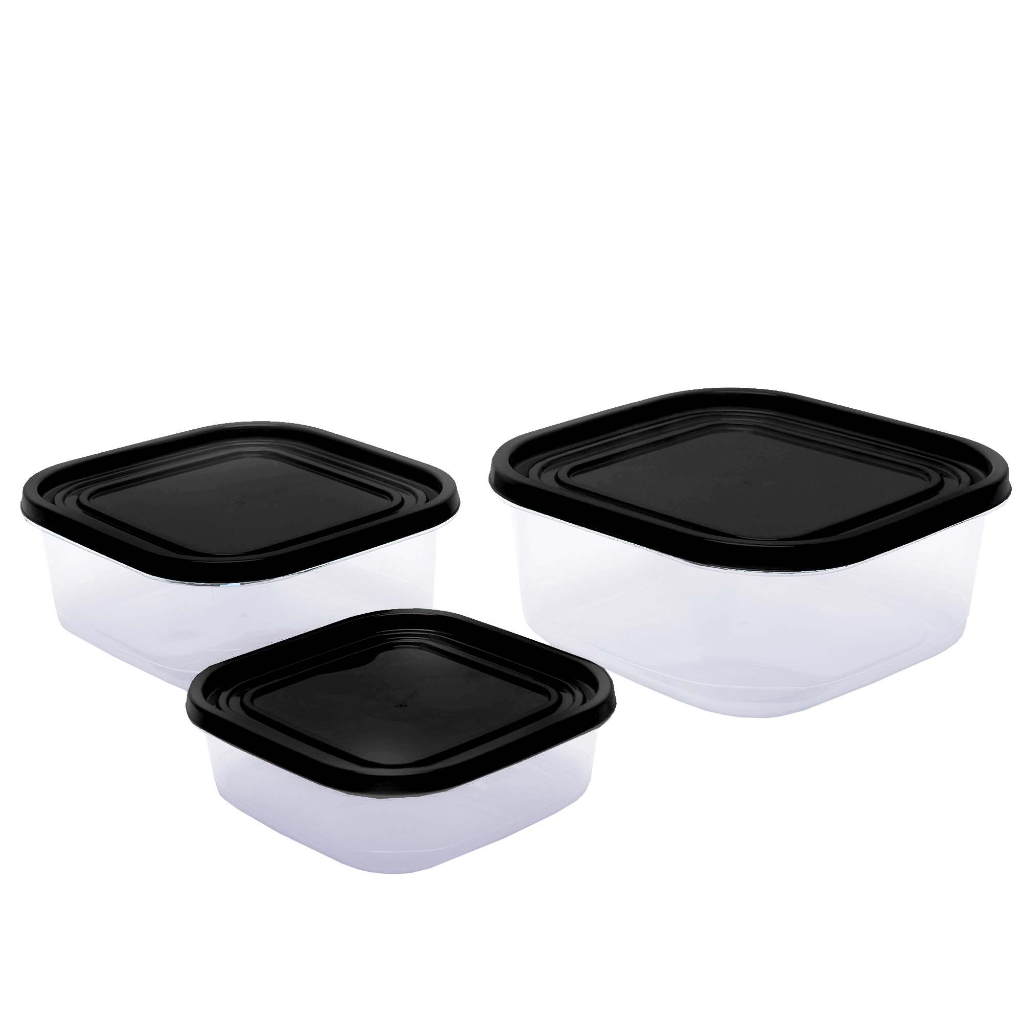 CONJ. DE 3 POTES QUADRADOS COM FUNDO JATEADO DE 450ml, 1.050L E 1.750L