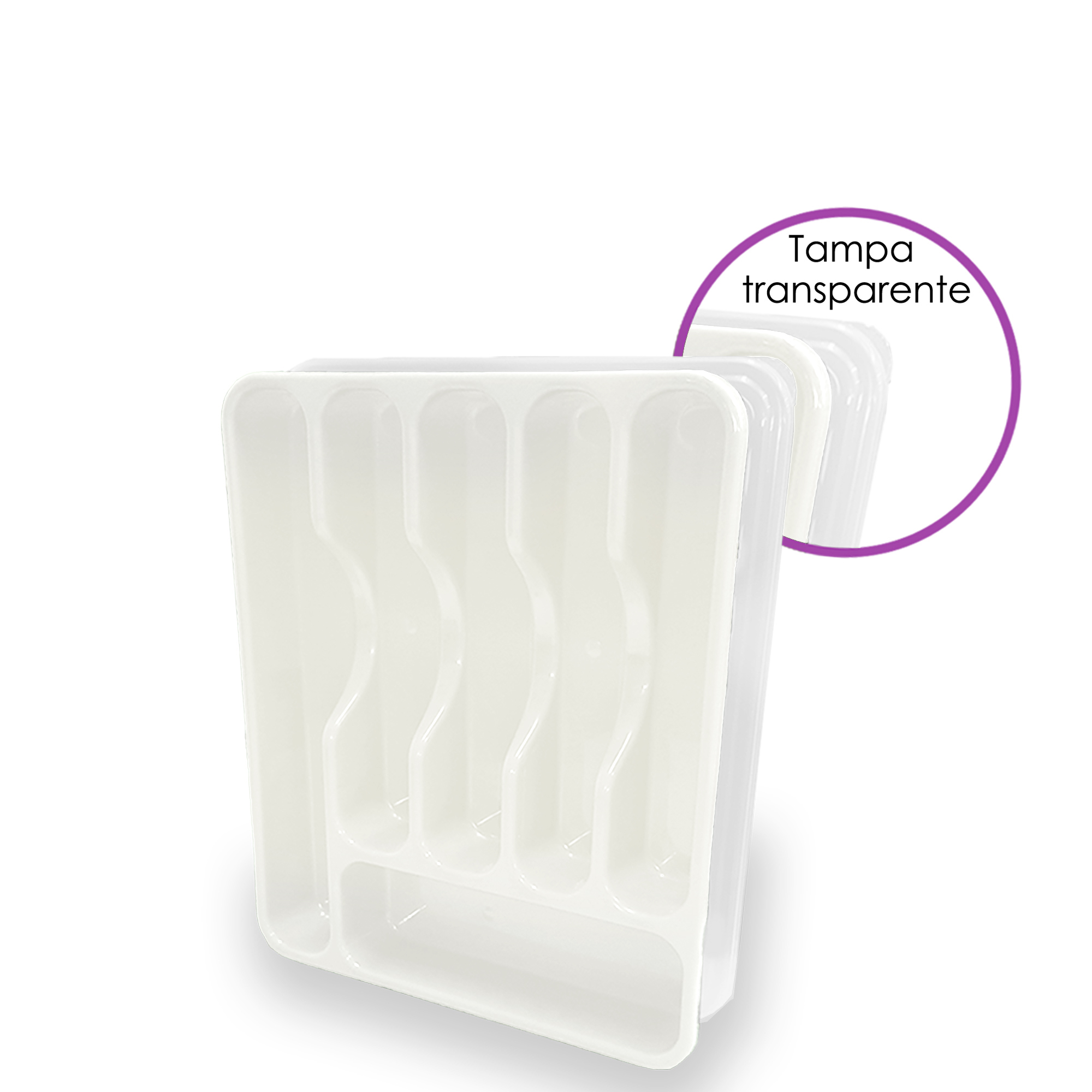 PORTA TALHERES COM TAMPA - BRANCO